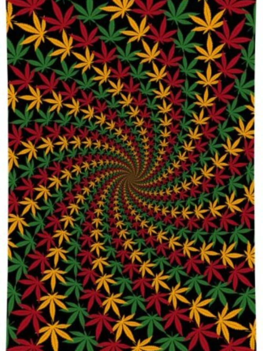 Rasta Leaf Spiral 3D Tapestry ~ Complete w/Corner Loops ~ 60" x 90" ~ Brand New!
